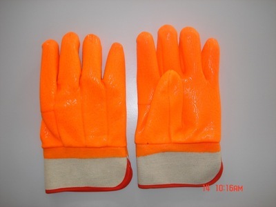 【專業(yè)熒光PVC浸膠勞保手套海綿復(fù)合布內(nèi)襯雙浸砂面安全袖】價(jià)格,廠家,圖片,防護(hù)手套,高唐順興勞保用品-
